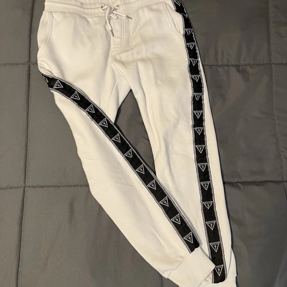 Guess Los Angeles SZ XS White Side Stripe Drawstring Flex Joggers Pants